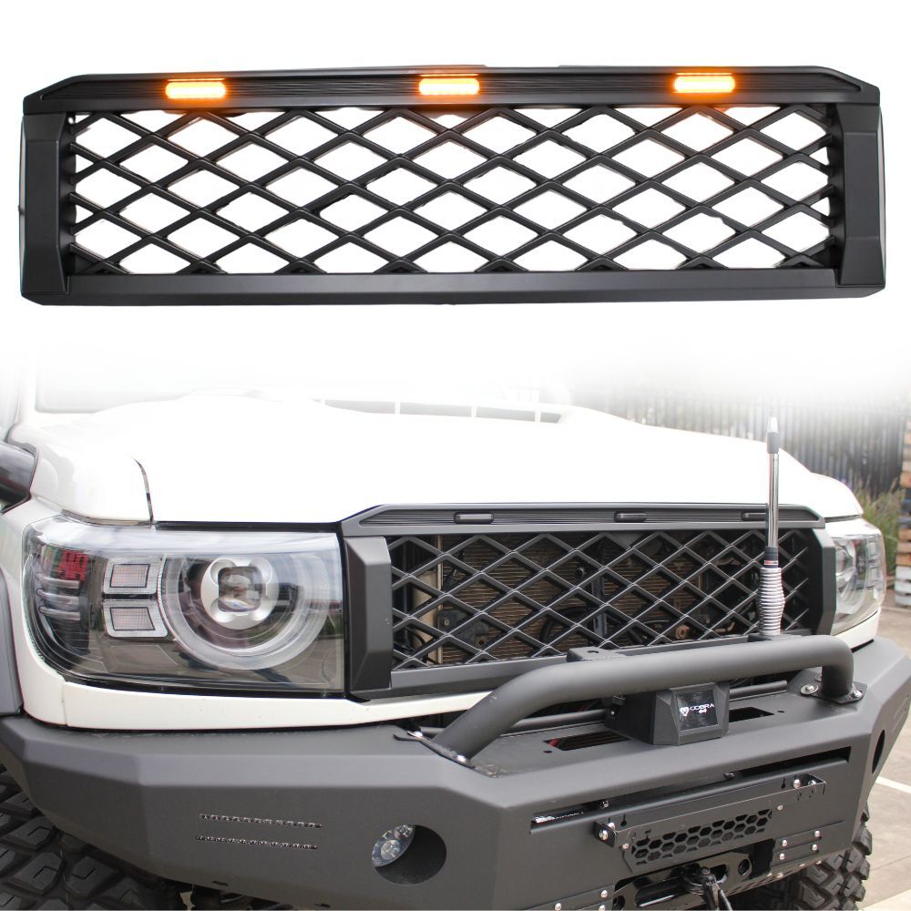Front LED Matte Black V3 Mesh Grill  Suits Landcruiser 70 76 78 79 Series 2007 - 2023