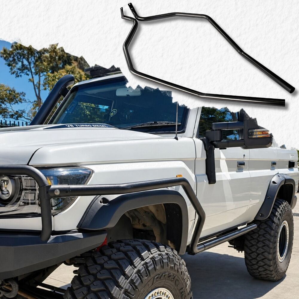 Cobra 4x4 Brush Scrub Bar Side Rails for Angled Rock Slider fits Landcruiser 76 79 Series Bull bars Powder Coated Steel