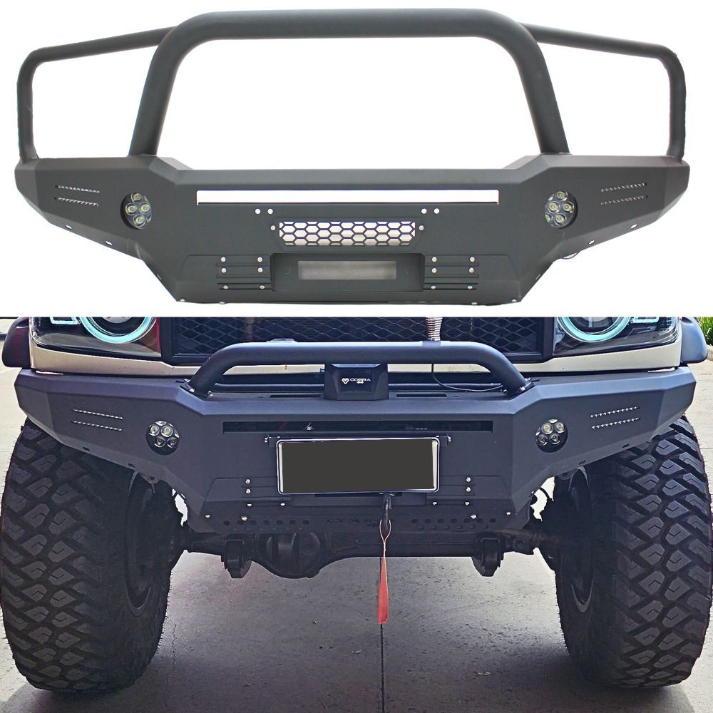 Cobra 4x4 Steel Front Bull Bar Bullbar Suits Landcruiser 70 76 78 79 Series 2007 Onwards Triple Hoop LED Winch Compatible