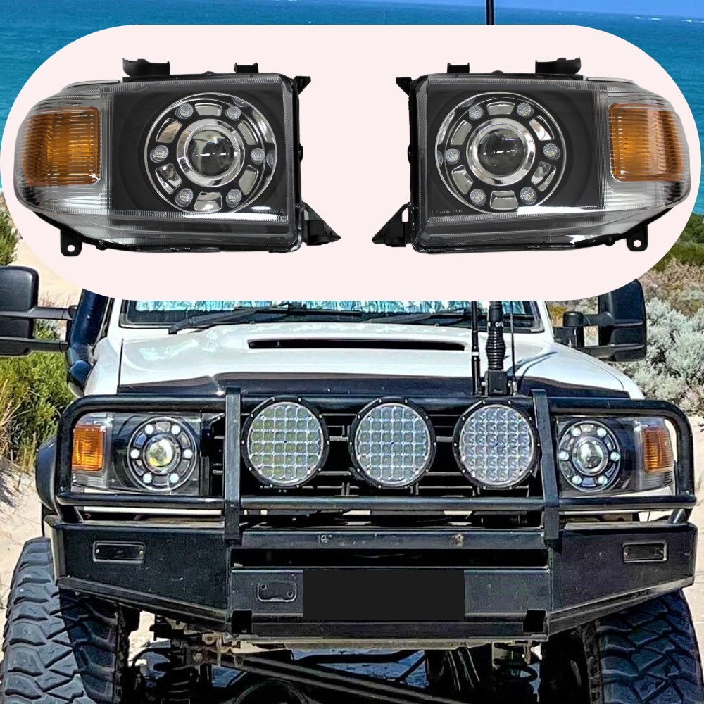Angel Eye Halo LED DRL Head Lights Lamp Suits Toyota Landcruiser VDJ79 V8 70 76 78 79 2007+ Headlights