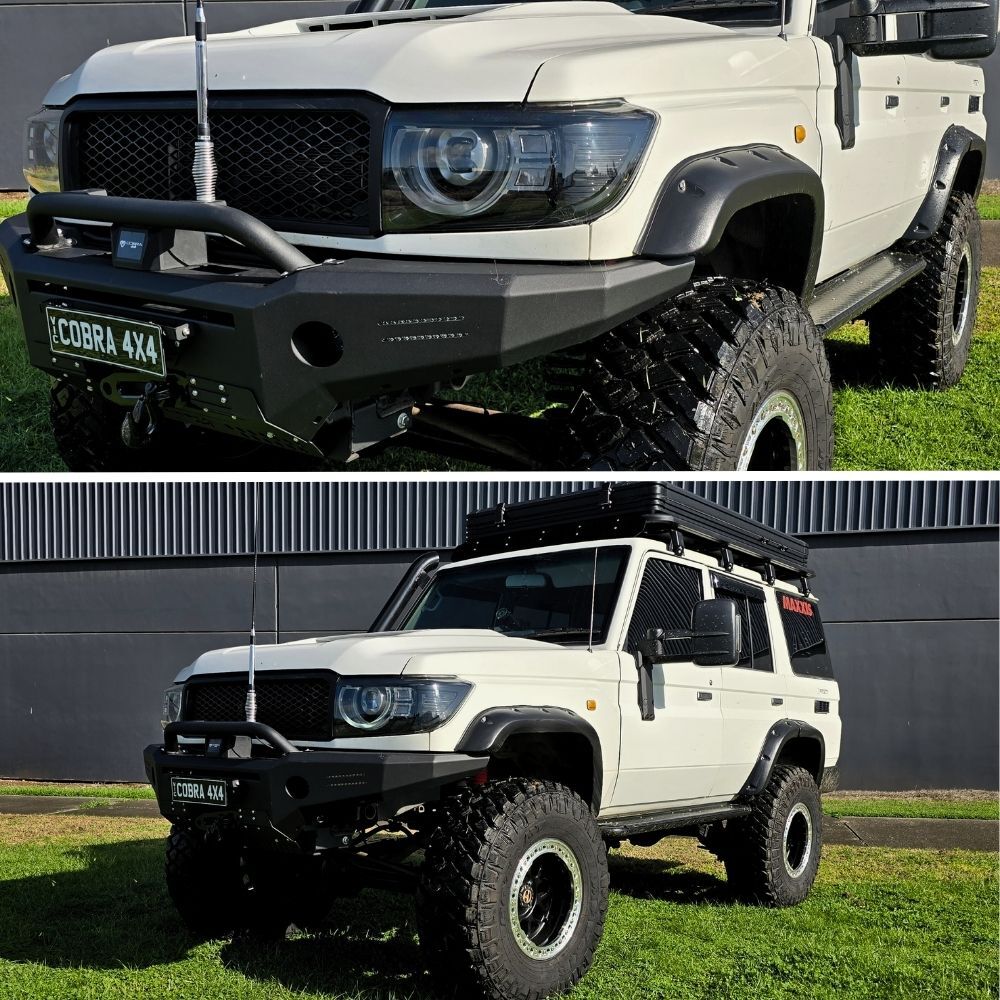  Mesh Grill & Pocket Style Jungle Flares Suitable for Landcruiser 76 Series 90mm wide Textured black 2.5mm thick