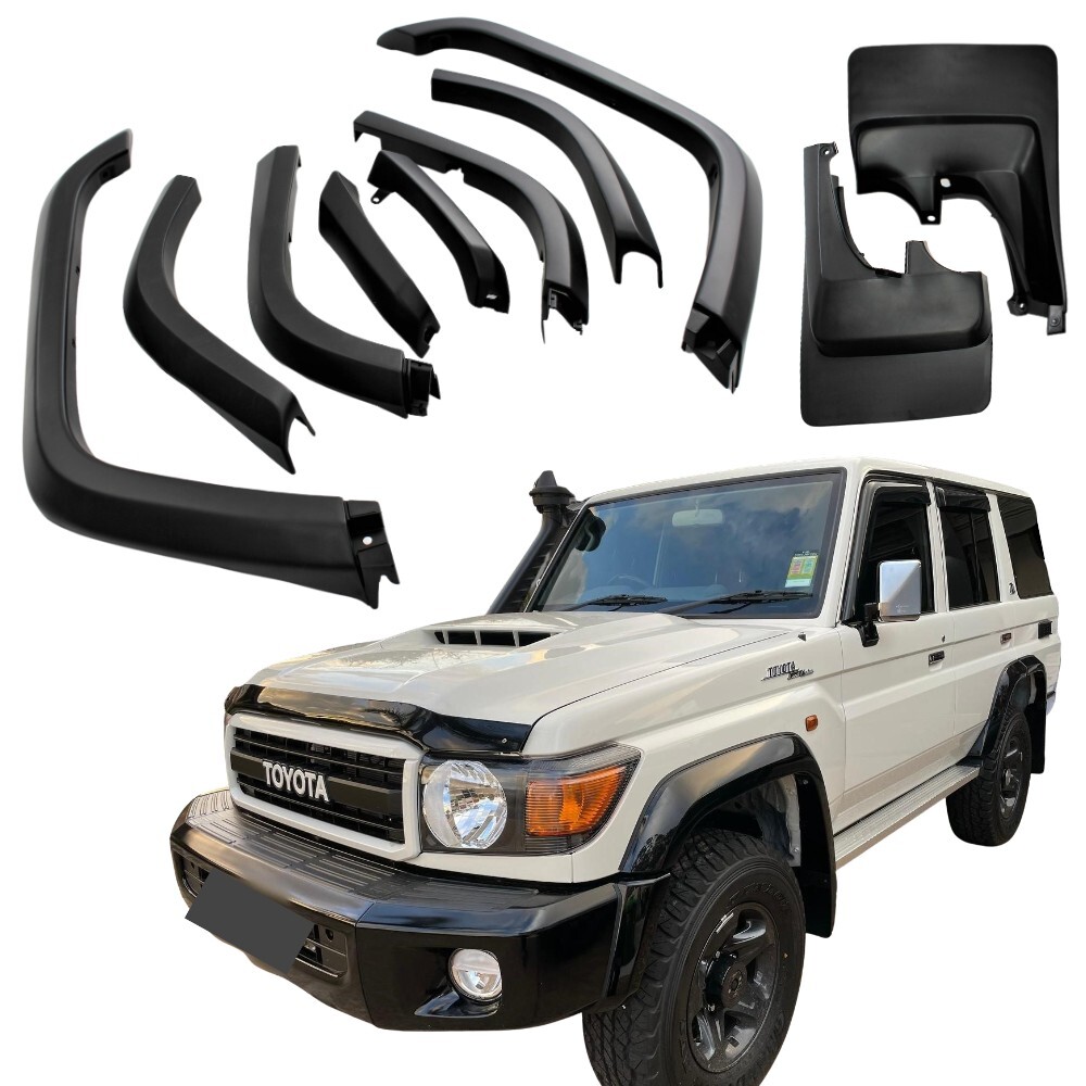 Matte Black OEM Fender Flares With Mudflaps Suitable For Landcruiser 76 Series Smooth Guards 70 Workmate GLX