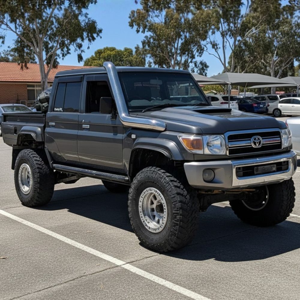 Cobra 4x4 Heavy Duty Angled Rock Sliders Fits Landcruiser 79 Series Dual Cab 2007 - 2023 Side Steps Black Steel