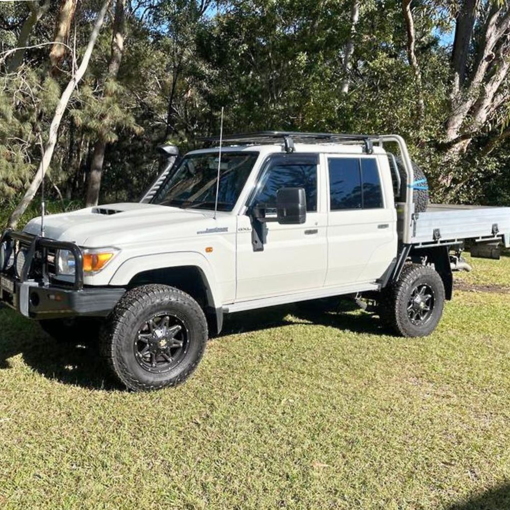 Flat Steel Roof Rack Suits Landcruiser 79 Series Dual Cab 135CM x 125CM Black Powder Coated