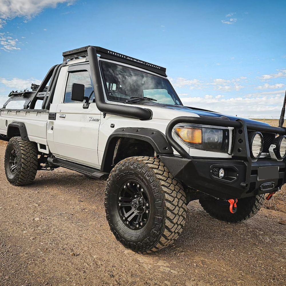 Pocket Style Fender Flares Suit Landcruiser 79 Series Single Cab With Tub Thick Textured black