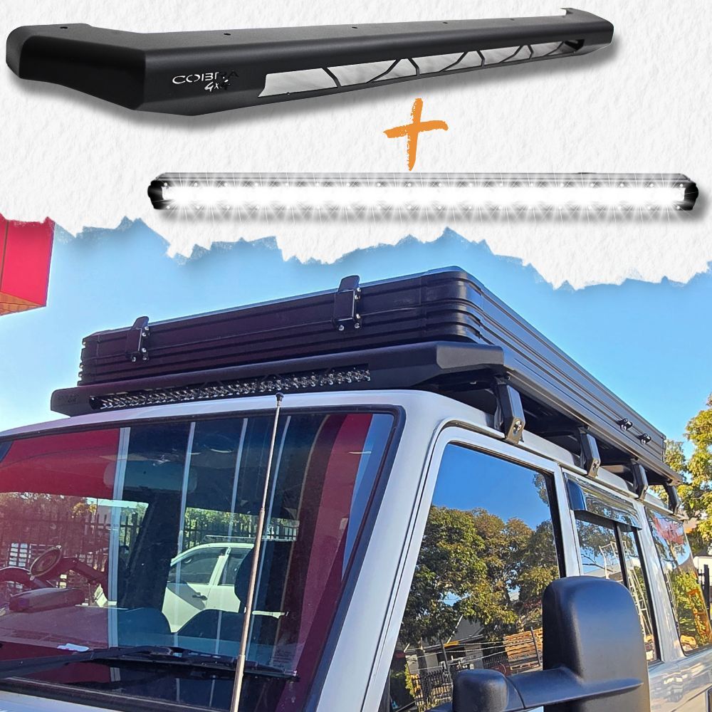Cobra 4x4 Flat Rack LED Bar Add On Bracket 37" Single Row 180W Light Bar Suits 142.5 CM Wide Aluminium Rack