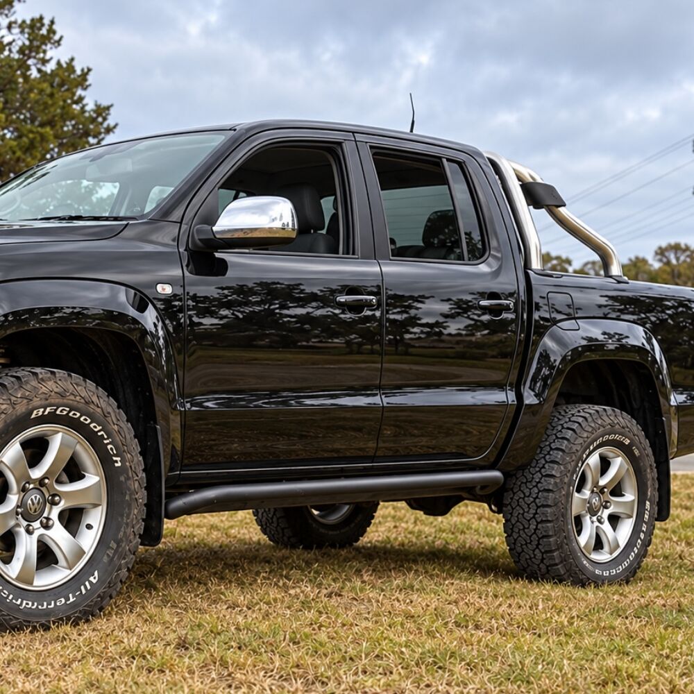 Cobra 4x4 Heavy Duty Angled Rock Sliders Fits Volkswagen Amarok 2010 - 2021 Side Steps Black Steel