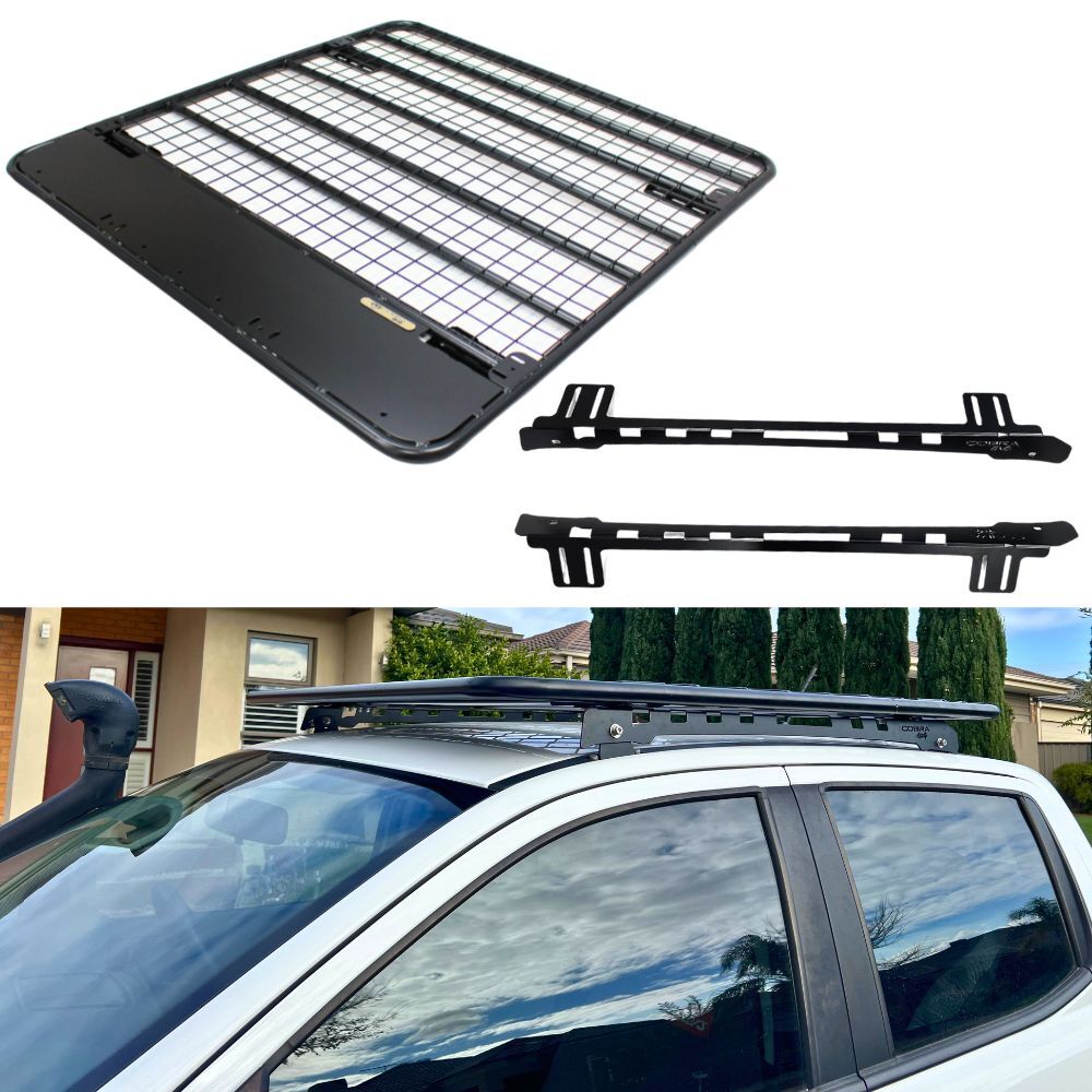 Flat Steel Roof Rack Suits Amarok 2010 - 2022 Dual Cab 135CM Black Powder Coated