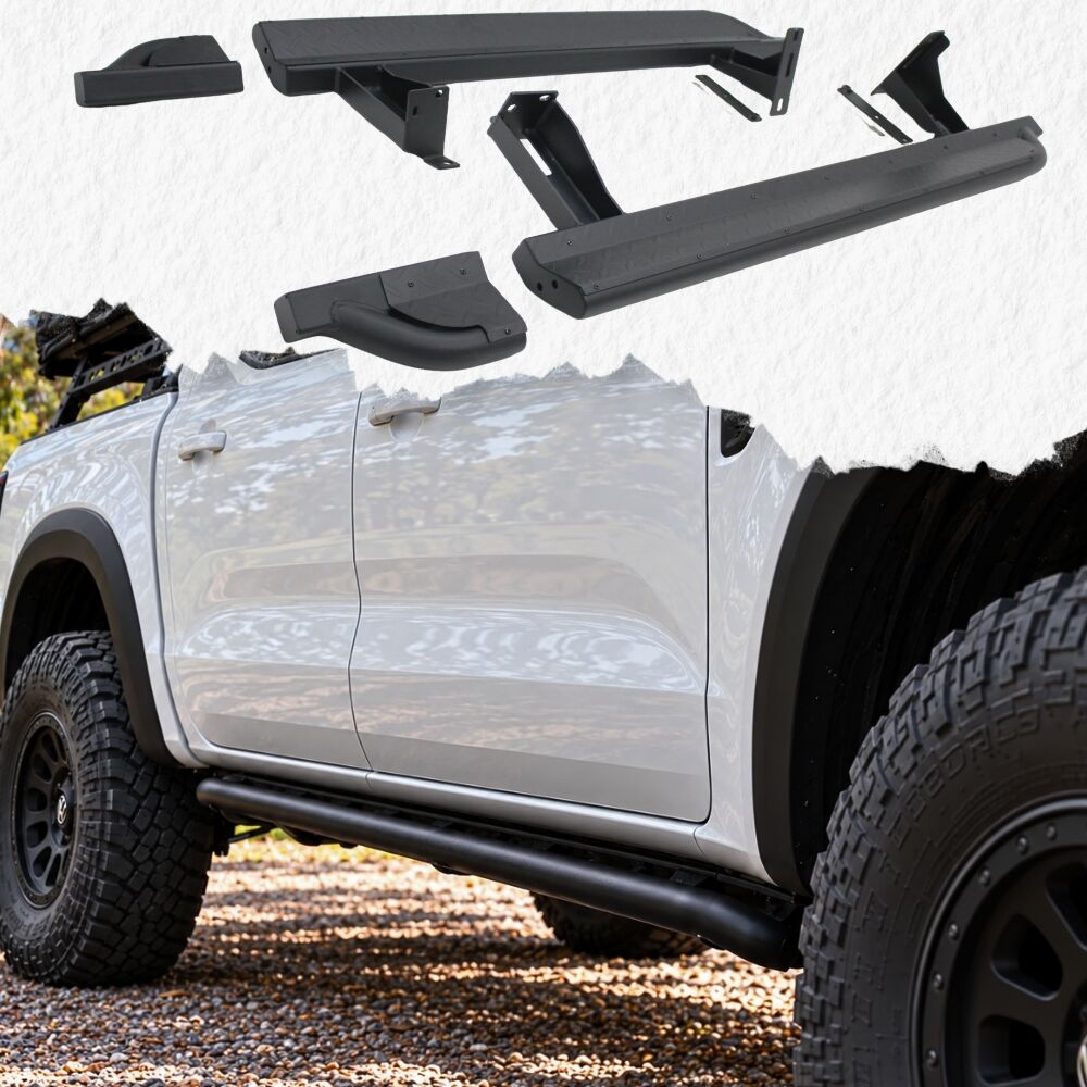 Cobra 4x4 Heavy Duty Angled Rock Sliders Fits Volkswagen Amarok Next Gen 2023 Onwards Side Steps Black Steel