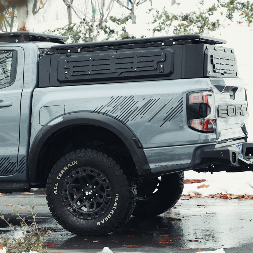 Short Heavy Duty Galvanised Steel Canopy fits Volkswagen Amarok Next Gen 2023 Onwards Dual Cab Tradie Black Low Rider Profile for Roof Rop Tents 