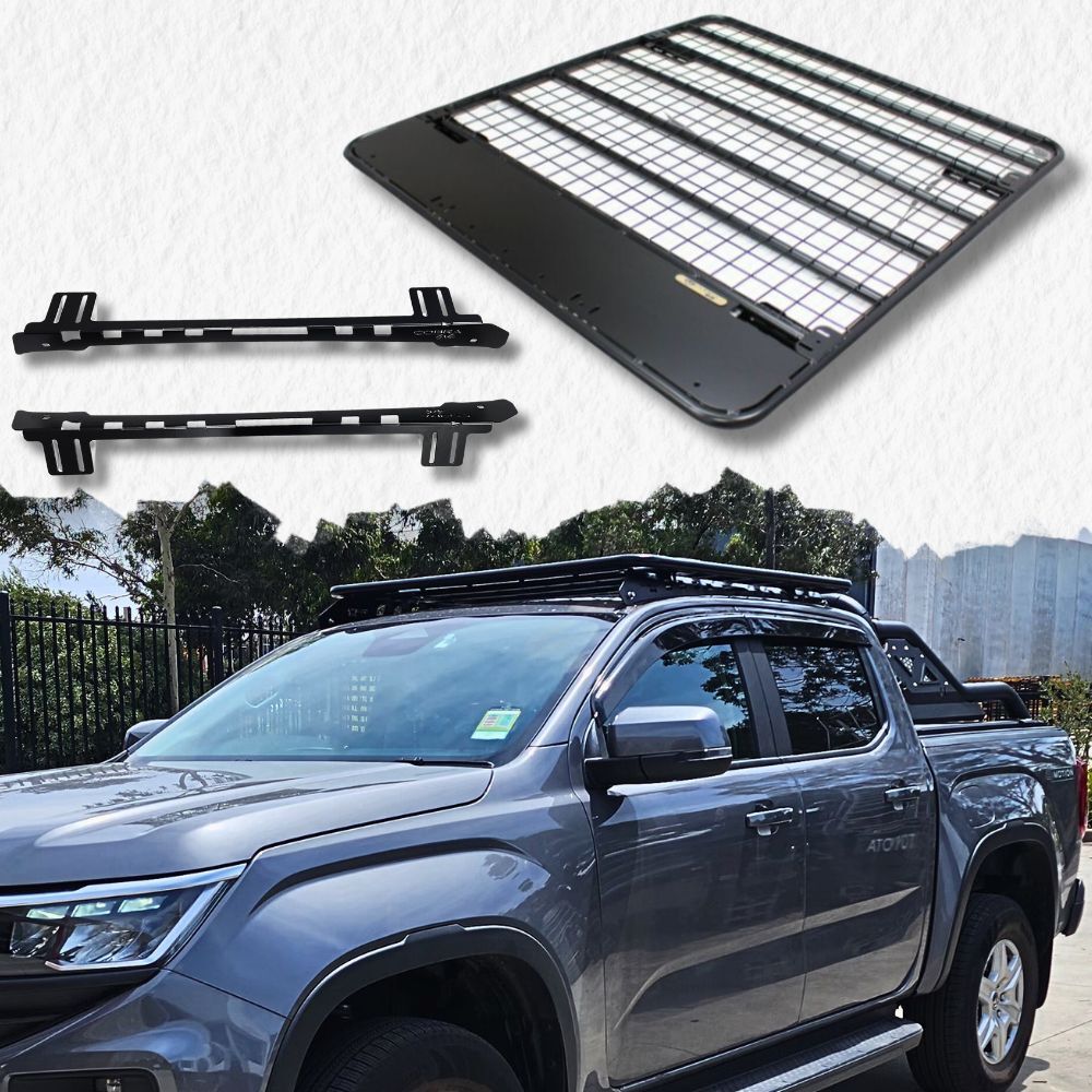 Flat Steel Roof Rack Suits Volkswagen Amarok Next Gen 2023 Dual Cab 135CM Black Powder Coated