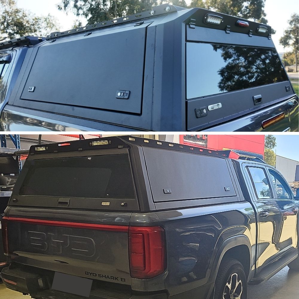 Cobra 4x4 Gen 3 Aluminium UTE Tub Canopy fits BYD Shark 6 2024 Onwards Dual Cab Tradie Black Aluminum Heavy Duty