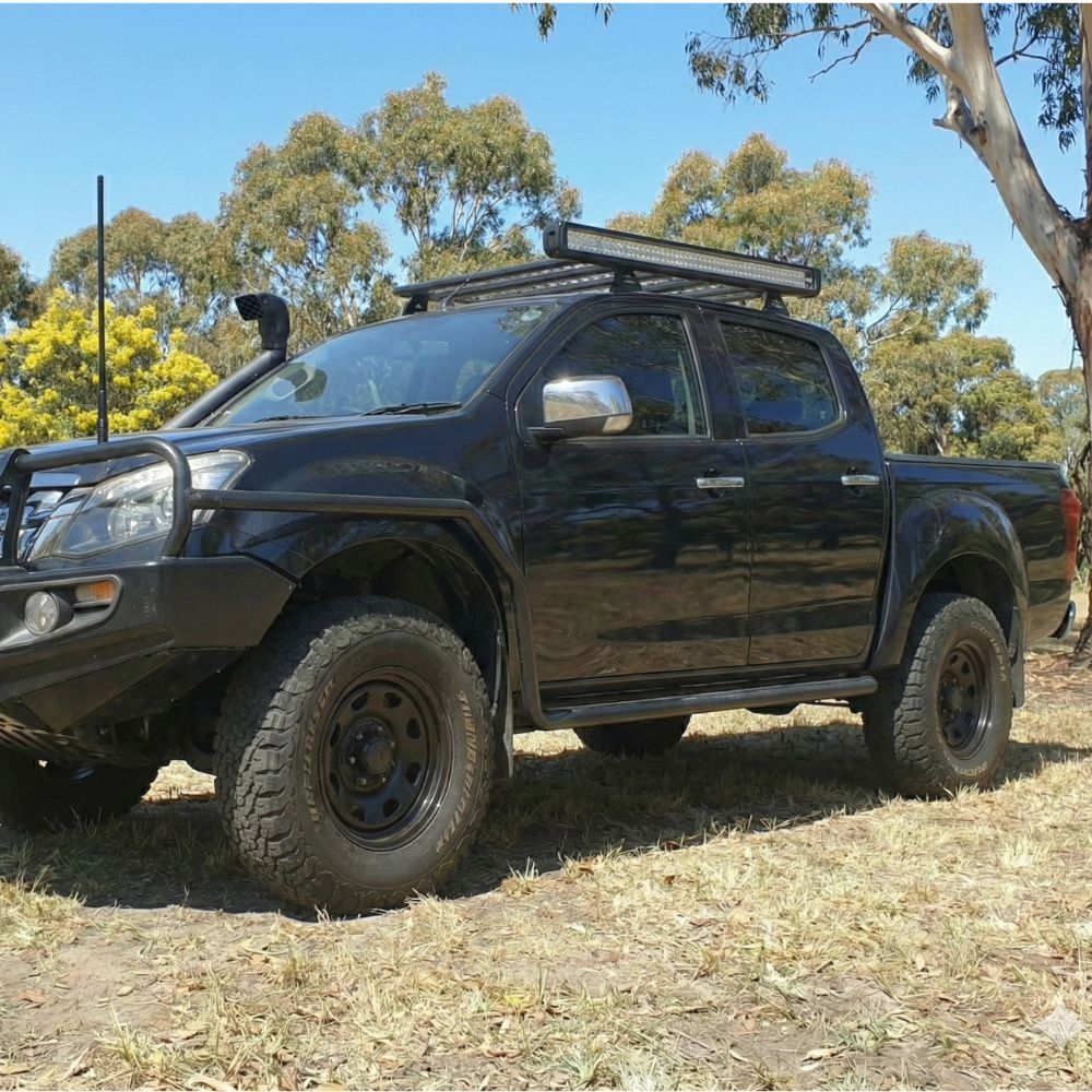 Cobra 4x4 Brush Scrub Bar Side Rails for Angled Rock Slider fits Holden Colorado 2012 Onwards Bull bar Powder Coated Steel