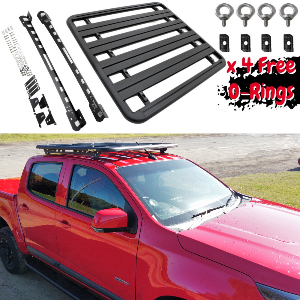 Cobra 4x4 Flat Roof Rack Aluminium Platform Steel Brackets Fits Holden Colorado 2012 Onwards