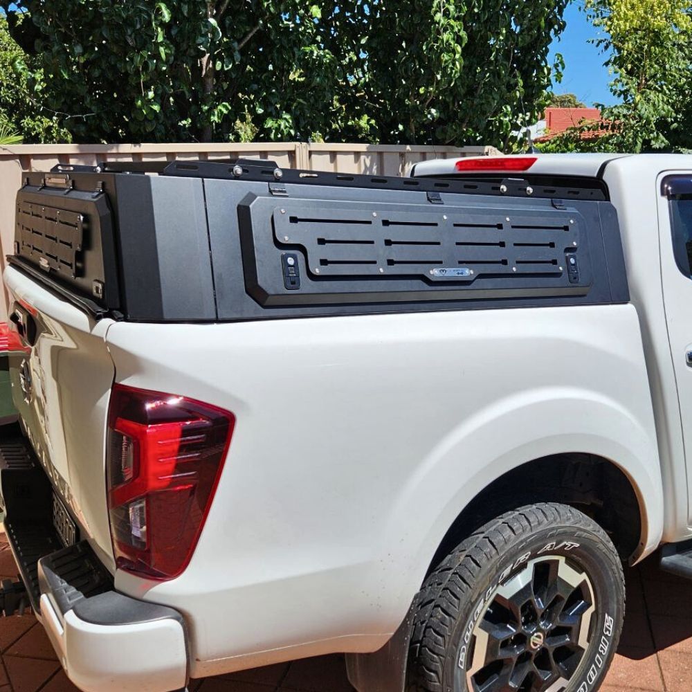Short Heavy Duty Galvanised Steel Canopy fits Nissan Navara D22 1997 - 2010 Dual Cab Tradie Black Low Rider Profile for Roof Rop Tents