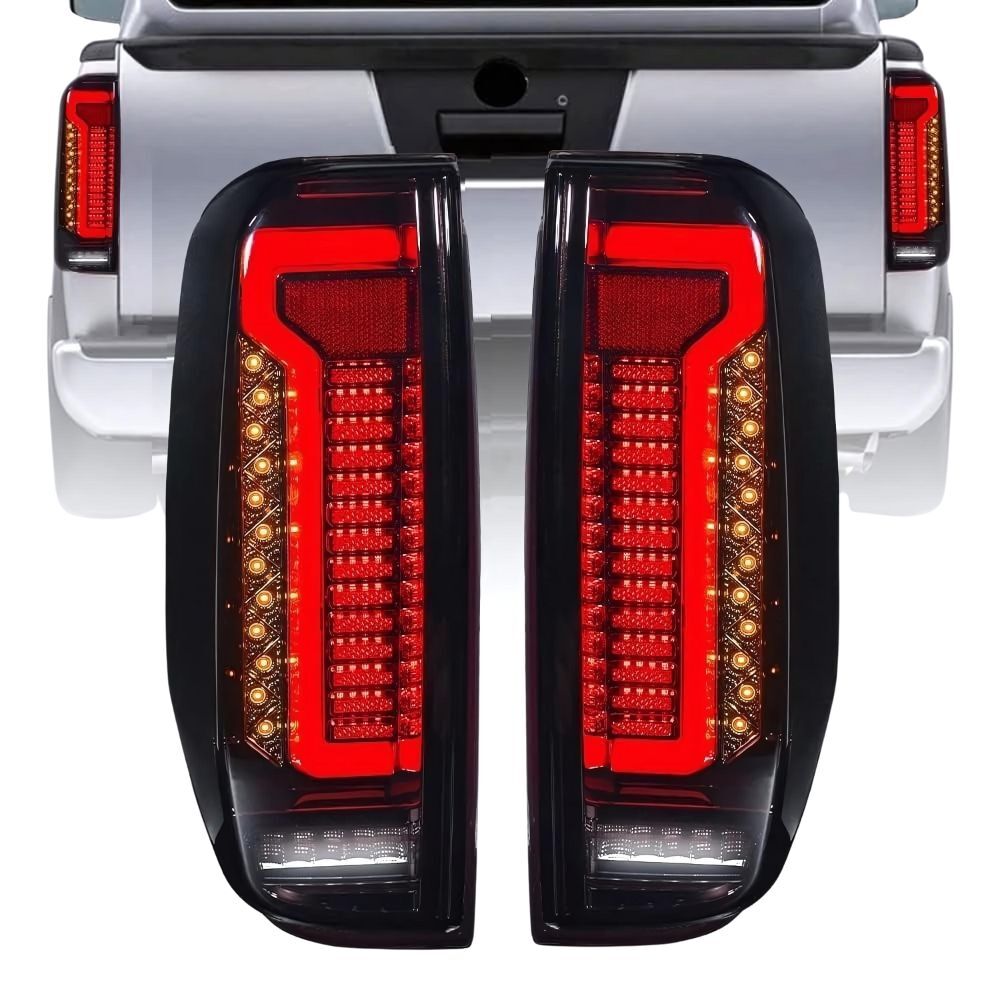 Smoked Black LED Tail Lights with Sequential Indicator For Nissan Navara D40 2005 - 2015 Taillights Pair V1
