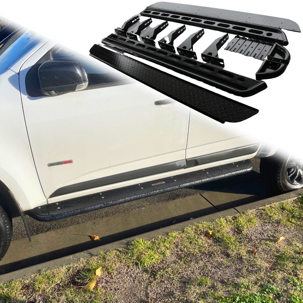 Heavy Duty Cobra 4x4 Rock Sliders fits Isuzu Dmax and Colorado 2012 Onwards Side Steps Black Steel