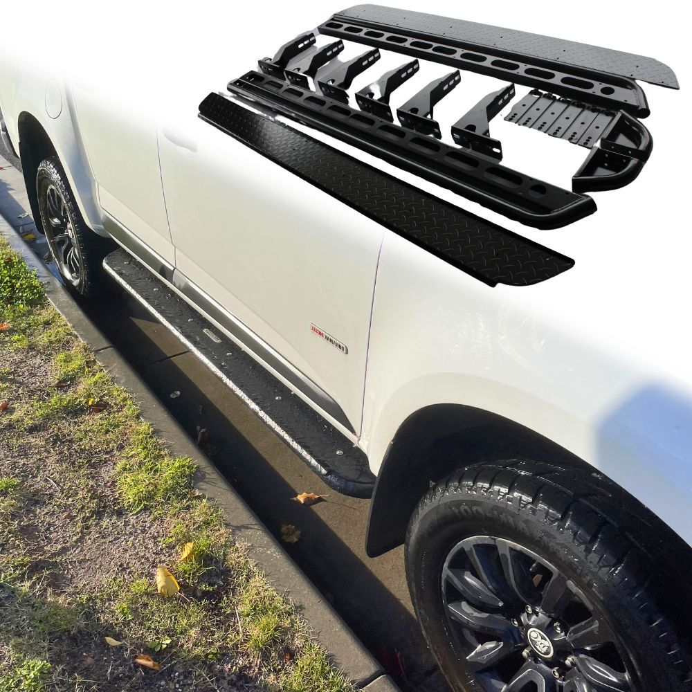 Heavy Duty Cobra 4x4 Rock Sliders + Brush bar fits Isuzu Dmax and Colorado 2012 Onwards Side Steps Black Steel