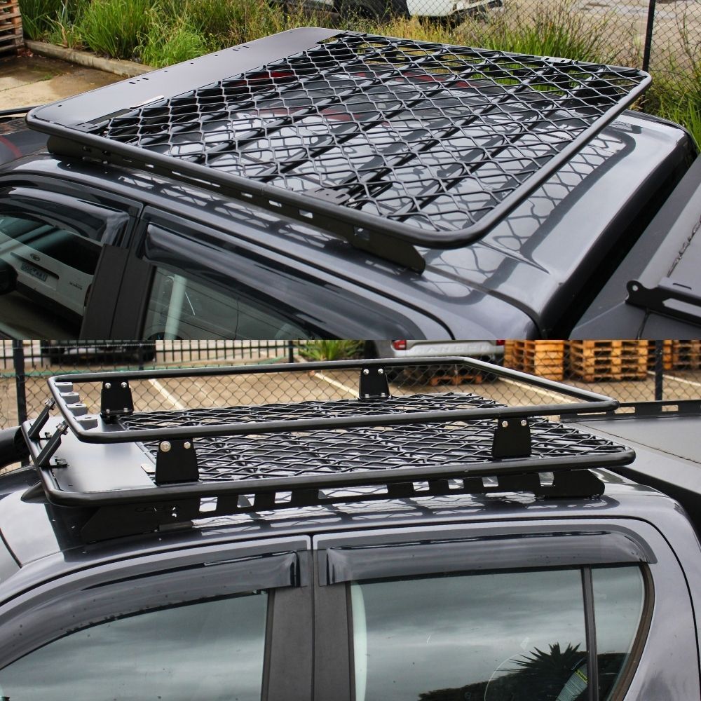 Steel Flat Rack With Cage Extension Suits Isuzu D-max Dmax 2012 - 2019 135 x 125 CM Brackets Black Powder Coated