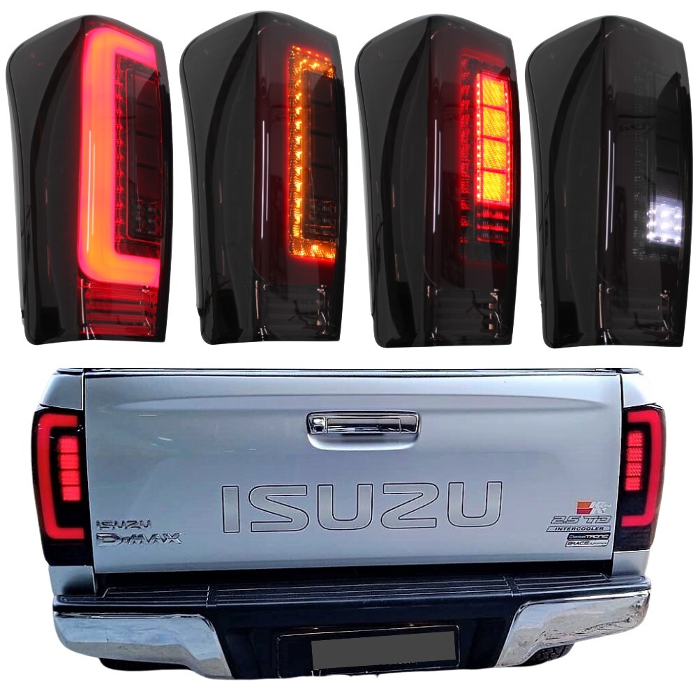 Smoked Black Tail Lights LED for Isuzu Dmax D-Max 2012 - 2019 Taillights Pair