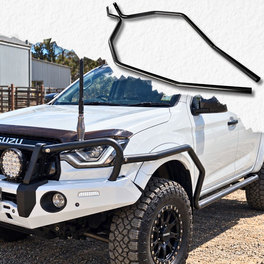 Cobra 4x4 Brush Scrub Bar Side Rails for Angled Rock Slider fits Isuzu Dmax 2021 Onwards D-max Bull bars Powder Coated Steel