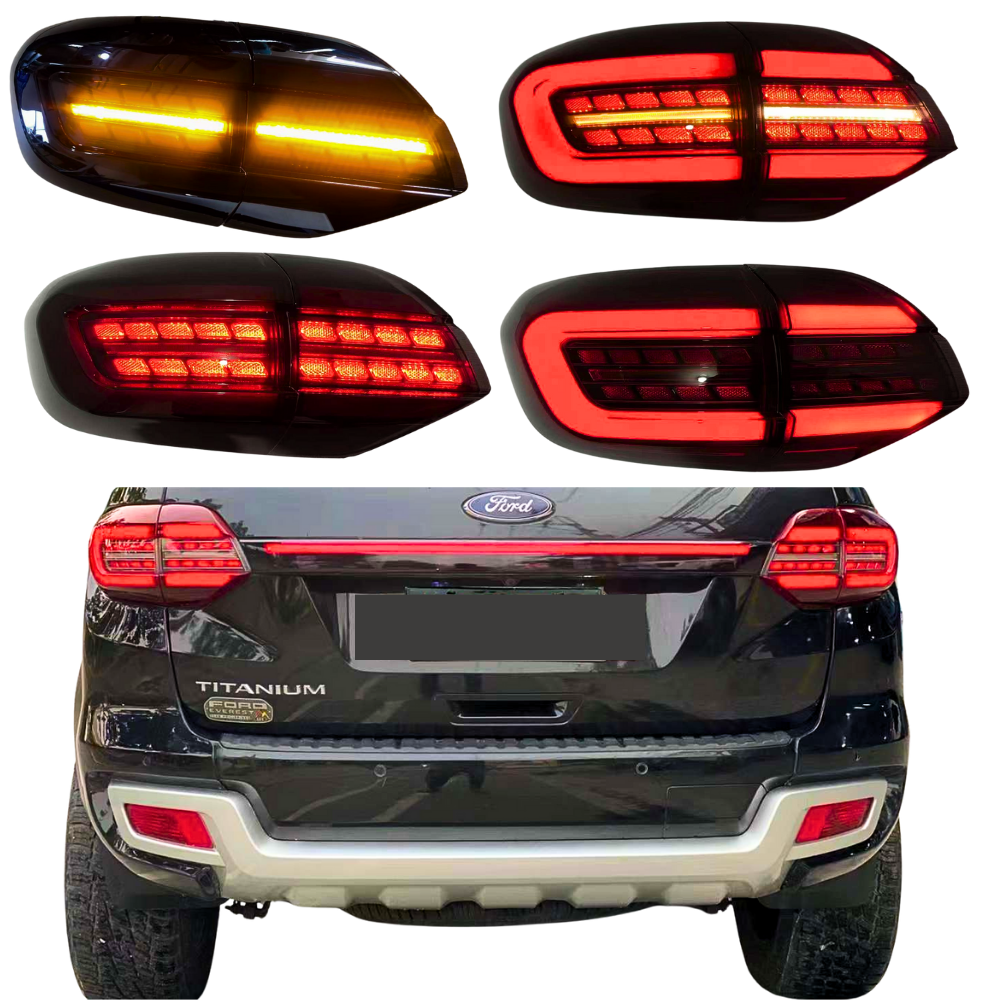 Smoked Black LED Tail Lights Fit Ford Everest 2015 - 2022 Taillights Pair Rear Light Sequential