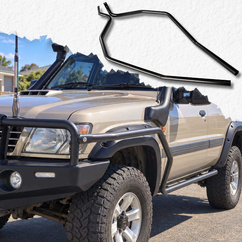 Cobra 4x4 Brush Scrub Bar Side Rails for Angled Rock Slider fits Patrol GU 1997 - 2004 Bull bars Powder Coated Steel