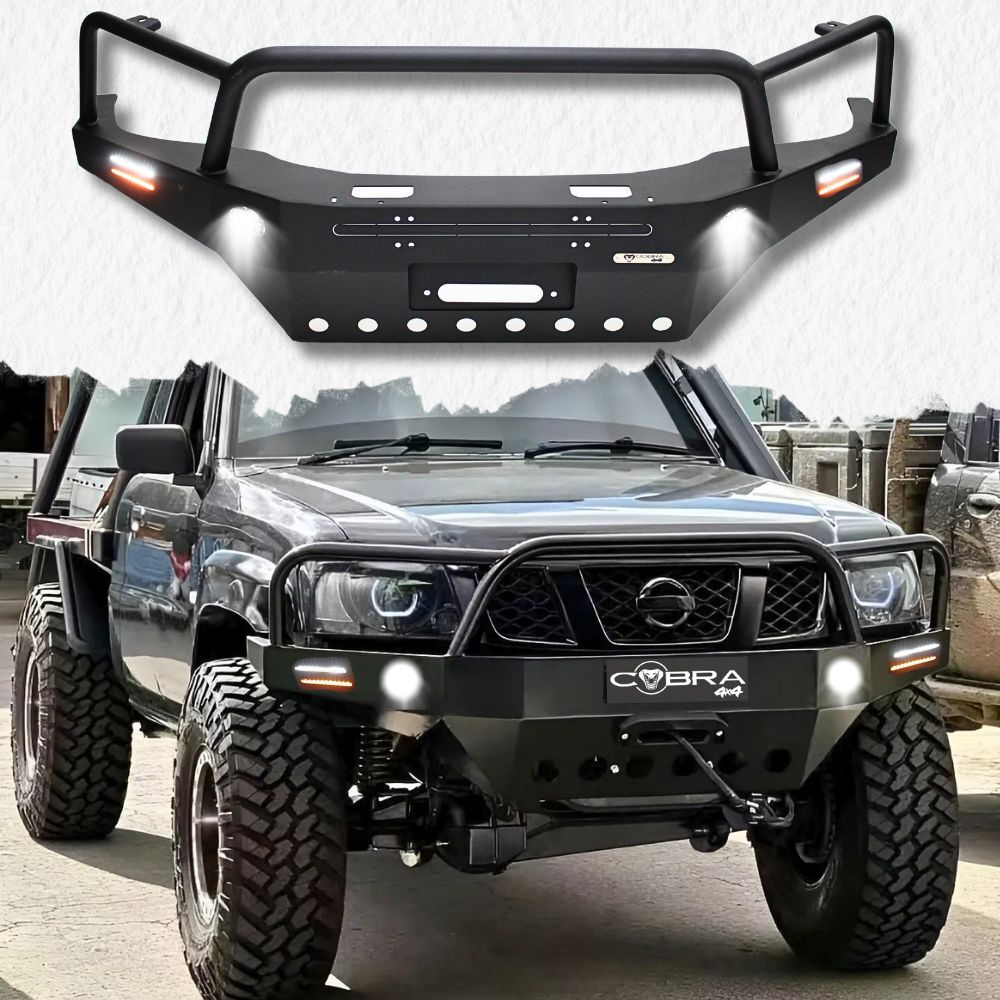 Cobra 4x4 Gen 3 Triple Hoop Steel Bull Bar Bullbar Suits Patrol GU Series 1 2 3 Winch Compatible Bar Heavy Duty