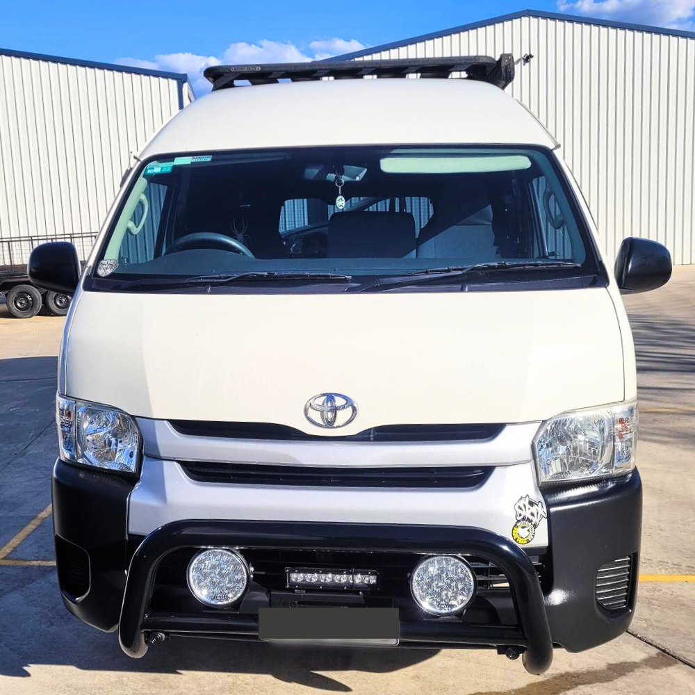 Black Steel Nudge Bar Bull Front Suits Hiace 2005 - 2018 SLWB Grill Guard Protection