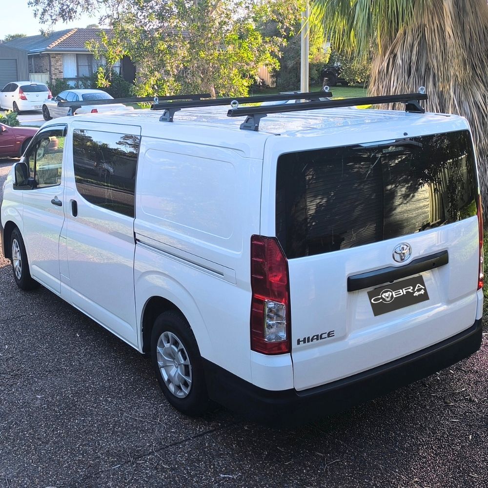 3 x Crossbars Black Silver Aluminium Roof Cross Bars Suits Hiace 2019 Onwards