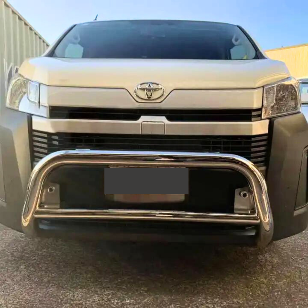 Chrome Stainless Steel Polished Silver Nudge Bar Bull Front Suits Hiace 2019 onwards SLWB LWB Protection Grille guard