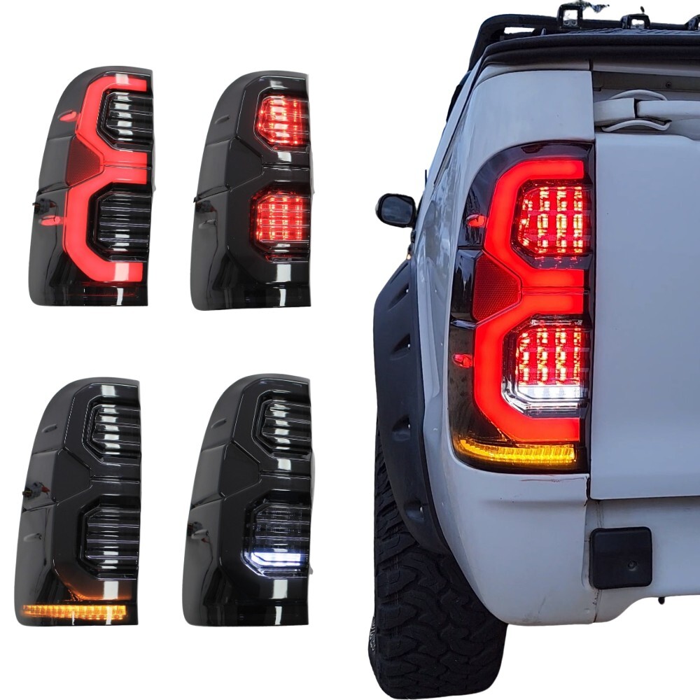 Smoked Black Sequential Tail Lights LED Lamp Suits Toyota Hilux 2005 - 2015 Taillights Pair Rear 