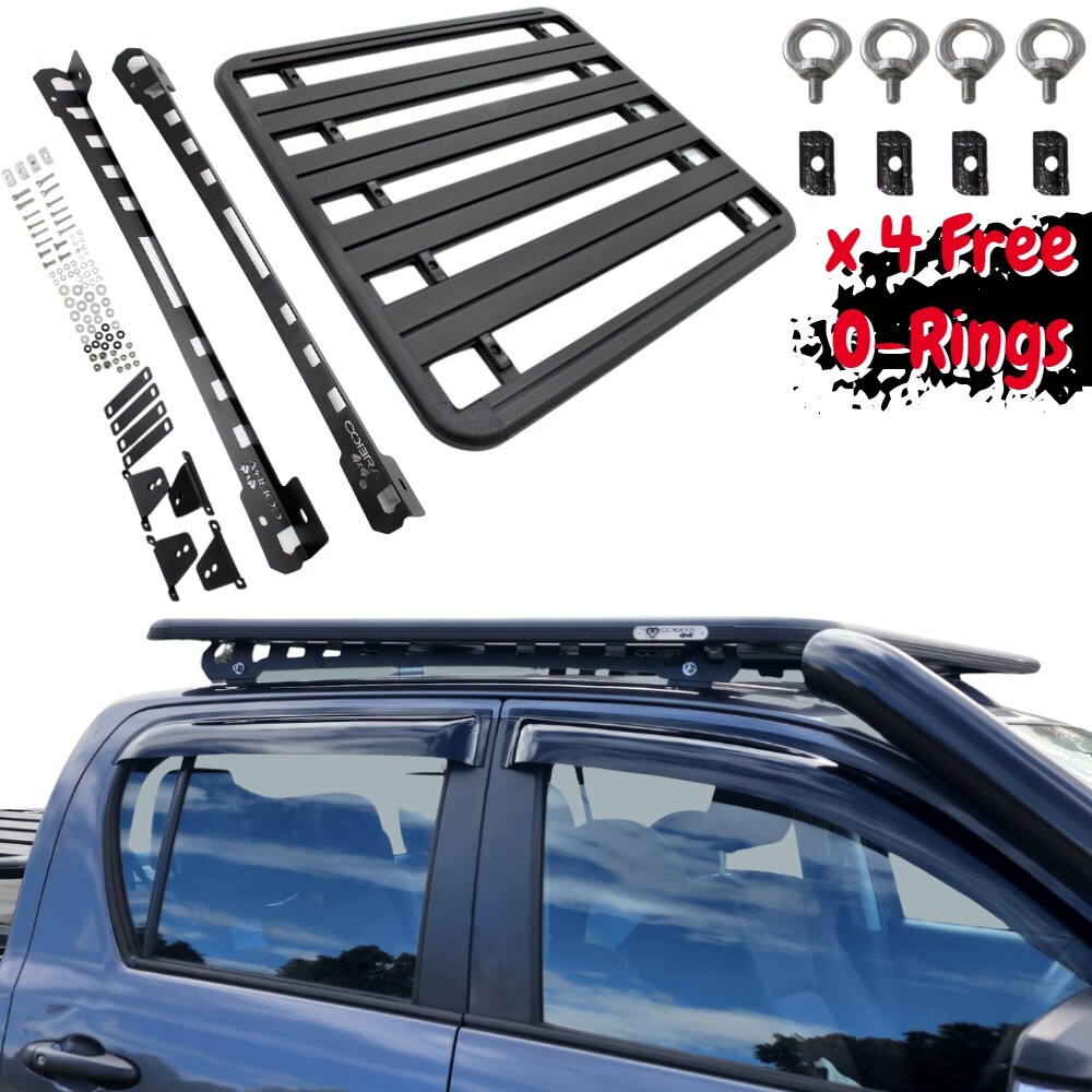 Cobra 4x4 Flat Roof Rack Aluminium Platform Steel Brackets Fits Hilux 2005 - 2024
