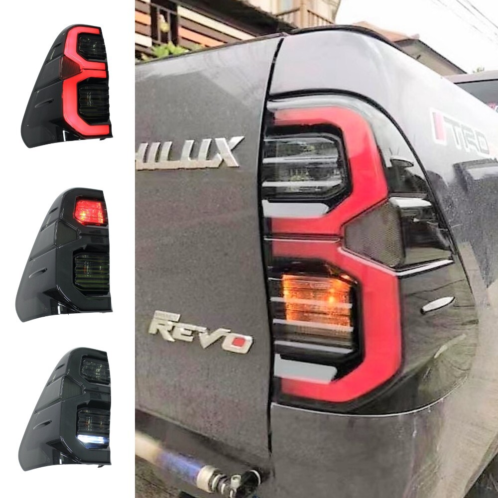 LED OEM Style Smoked Black Tail Lights Lamp Suits Toyota Hilux 2015 - 2023 Taillights Pair