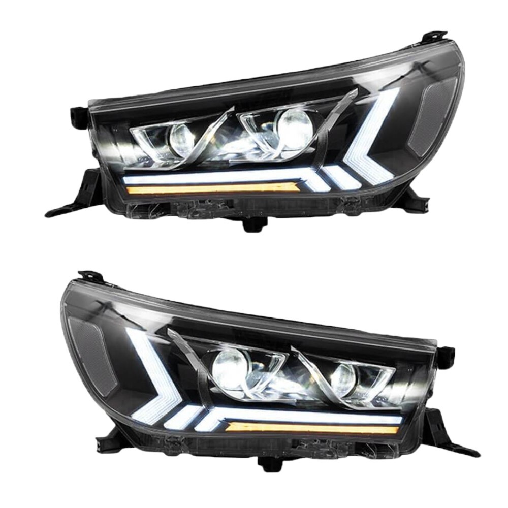 LED Head Lights Lamp Suits Toyota Hilux 2015 - 2019 SR Projector Headlights Pair Front