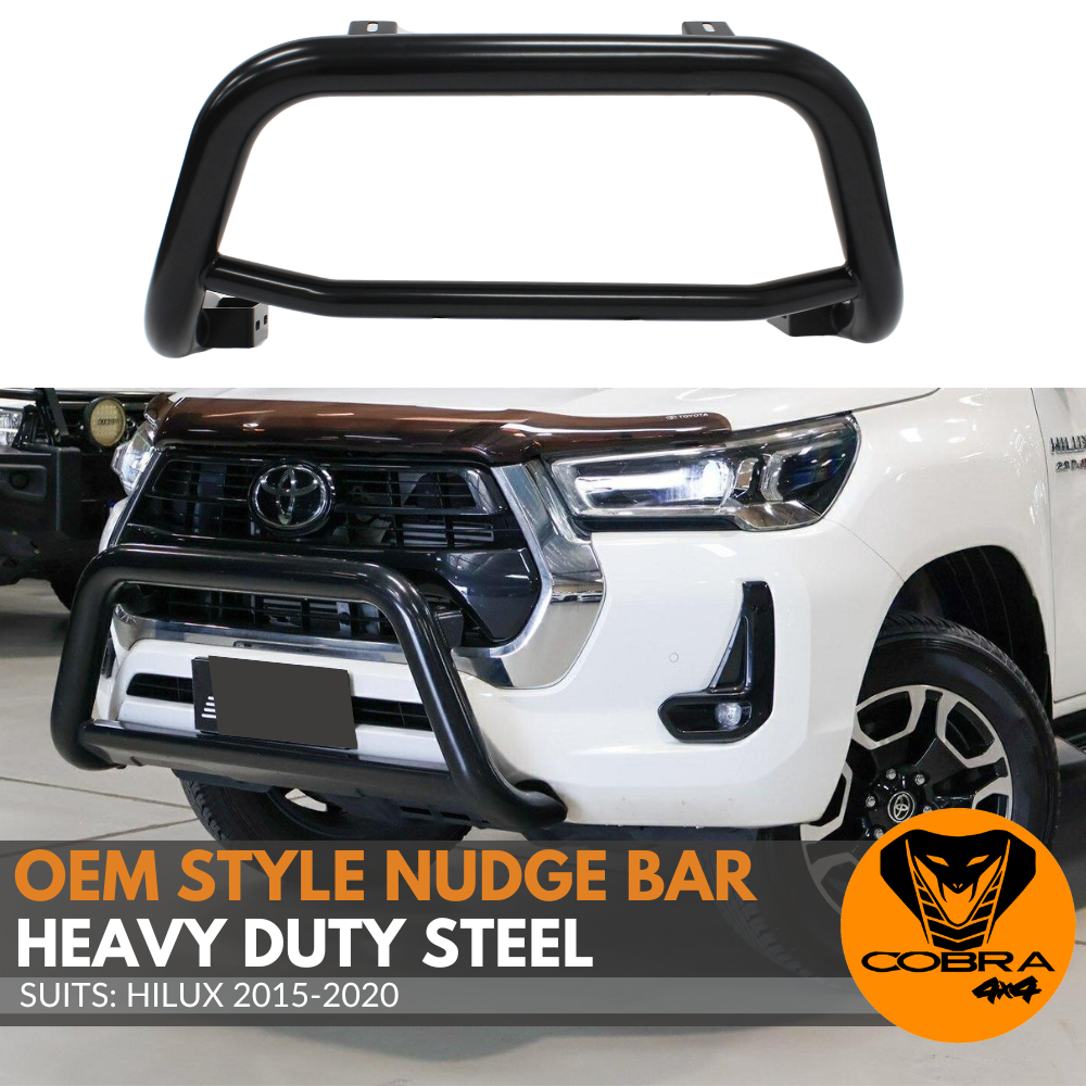 Black Stainless Steel Nudge Bar suits Hilux 2015 - 2020 Bull Front Grill Bumper Guard OEM Style Push 