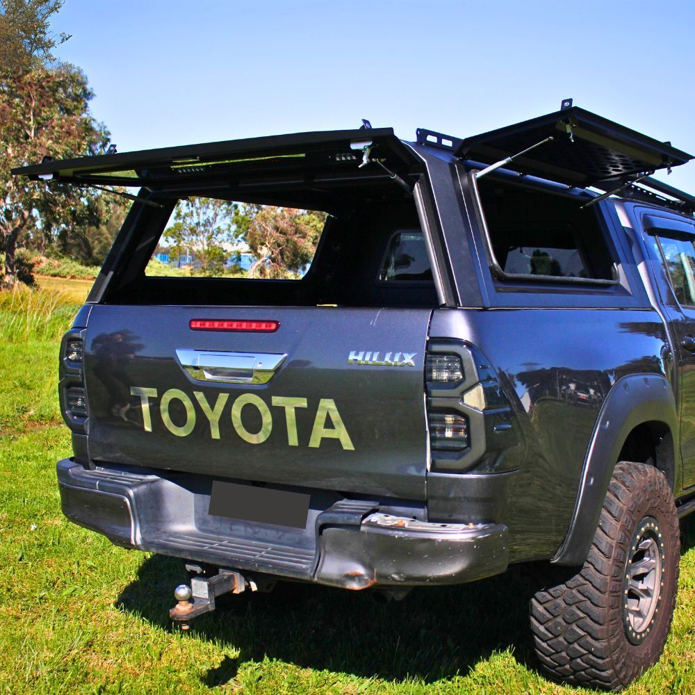 Cobra 4x4 Gen 2 Aluminium UTE Tub Canopy fits Toyota Hilux SR / Workmate 2015 Onwards Tradie Black Aluminum Heavy duty