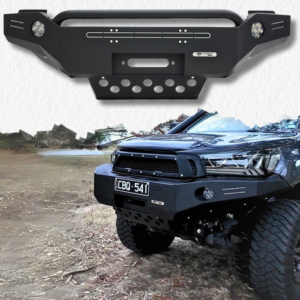 Cobra 4x4 Gen 3 Removeable Hoop Steel Bull Bar Bullbar Suits Hilux 2021 Onwards N80 Hoopless Winch Compatible Bar Heavy Duty