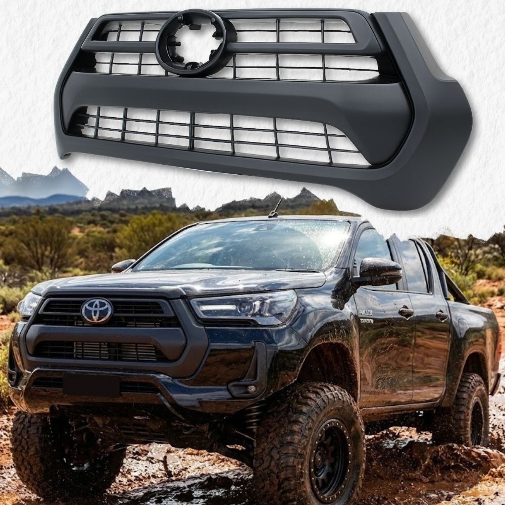 Front Grill Matte Black Suits Toyota Hilux SR SR5 2021 Onwards Grille