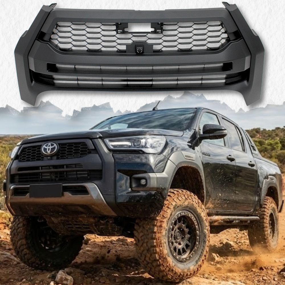 Front Matte Black Chrome Delete Grill Suits Toyota Hilux Rogue 2021 Onwards Grille