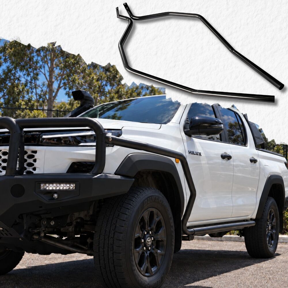 Cobra 4x4 Brush Scrub Bar Side Rails for Angled Rock Slider fits Hilux 2026 Onwards N90 Bull bars Powder Coated Steel