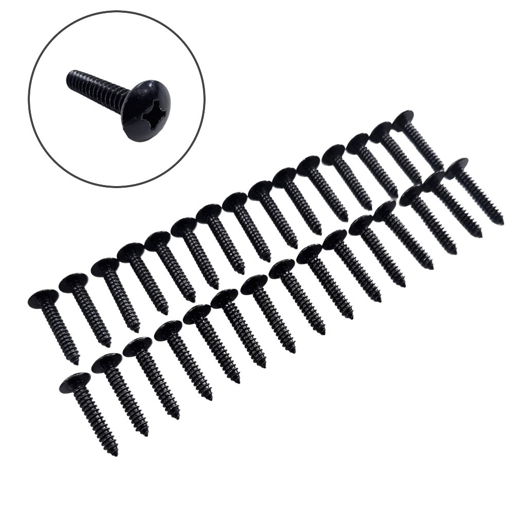 30 x Self tapping Black Stainless Steel Screws for Jungle Fender Flares