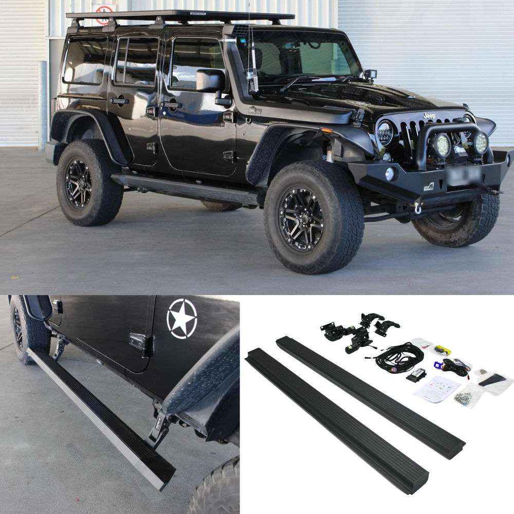 Electric Retractable Heavy Duty Side Steps Step E Board fits Jeep Wrangler JK 2007 - 2017