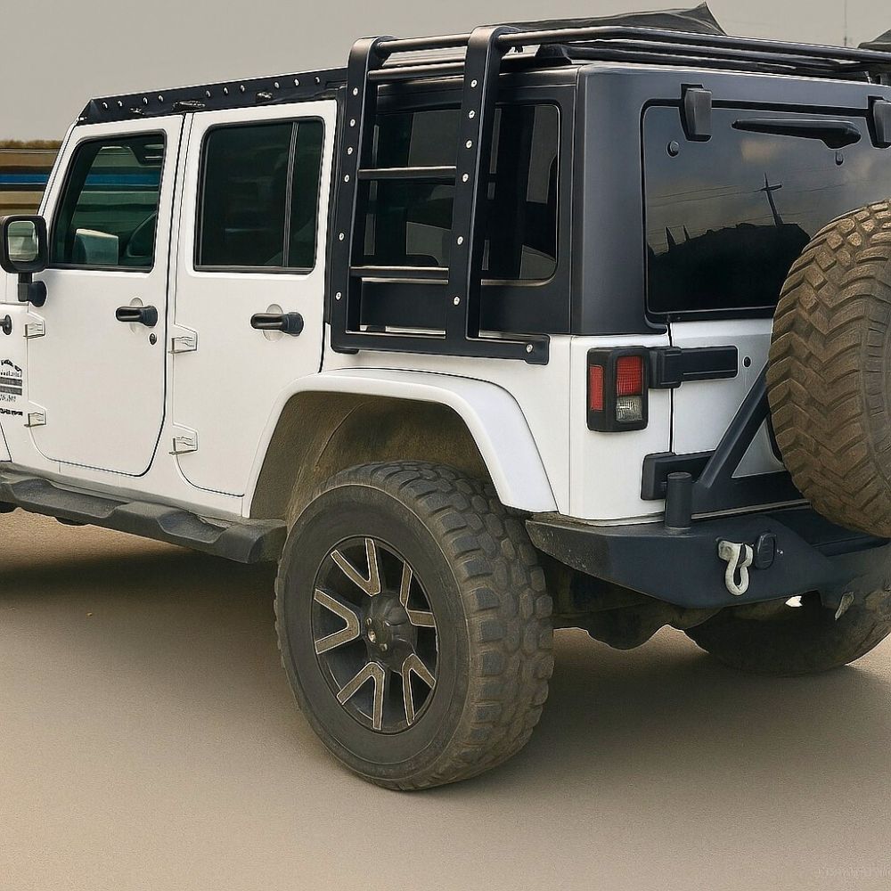 Left Roof Ladder Steps Passenger Side Suits Cobra 4x4 Jeep Wrangler JK Flat Steel Roof Rack