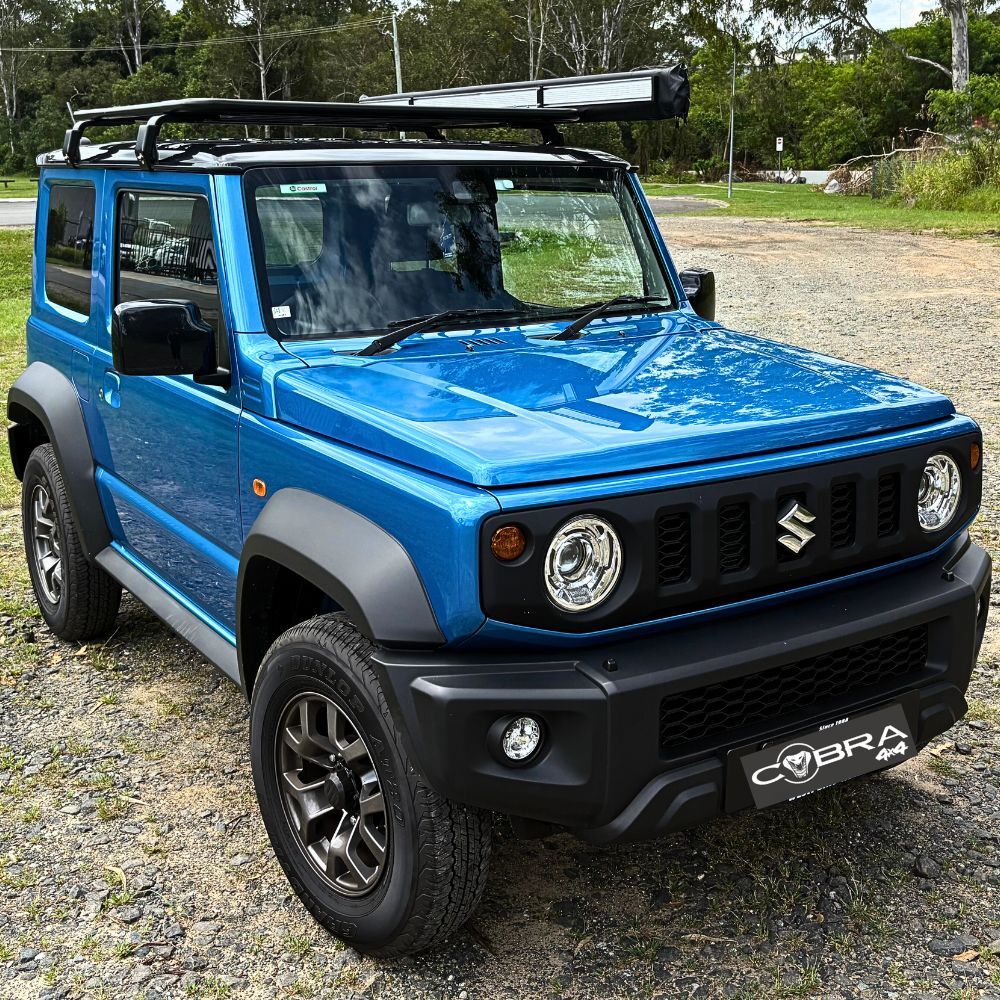 Aluminium Flat Roof Rack Platform Suits Suzuki Jimny 2018 Onwards Rain Gutter Brackets Black Powder Coated