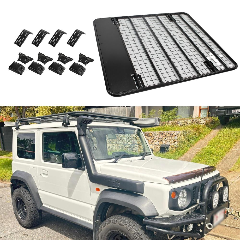 Steel Flat Roof Rack Fits Suzuki Jimny 135cm x 125cm Rain Gutter Mounts GJ Series Tradie 2018 onwards