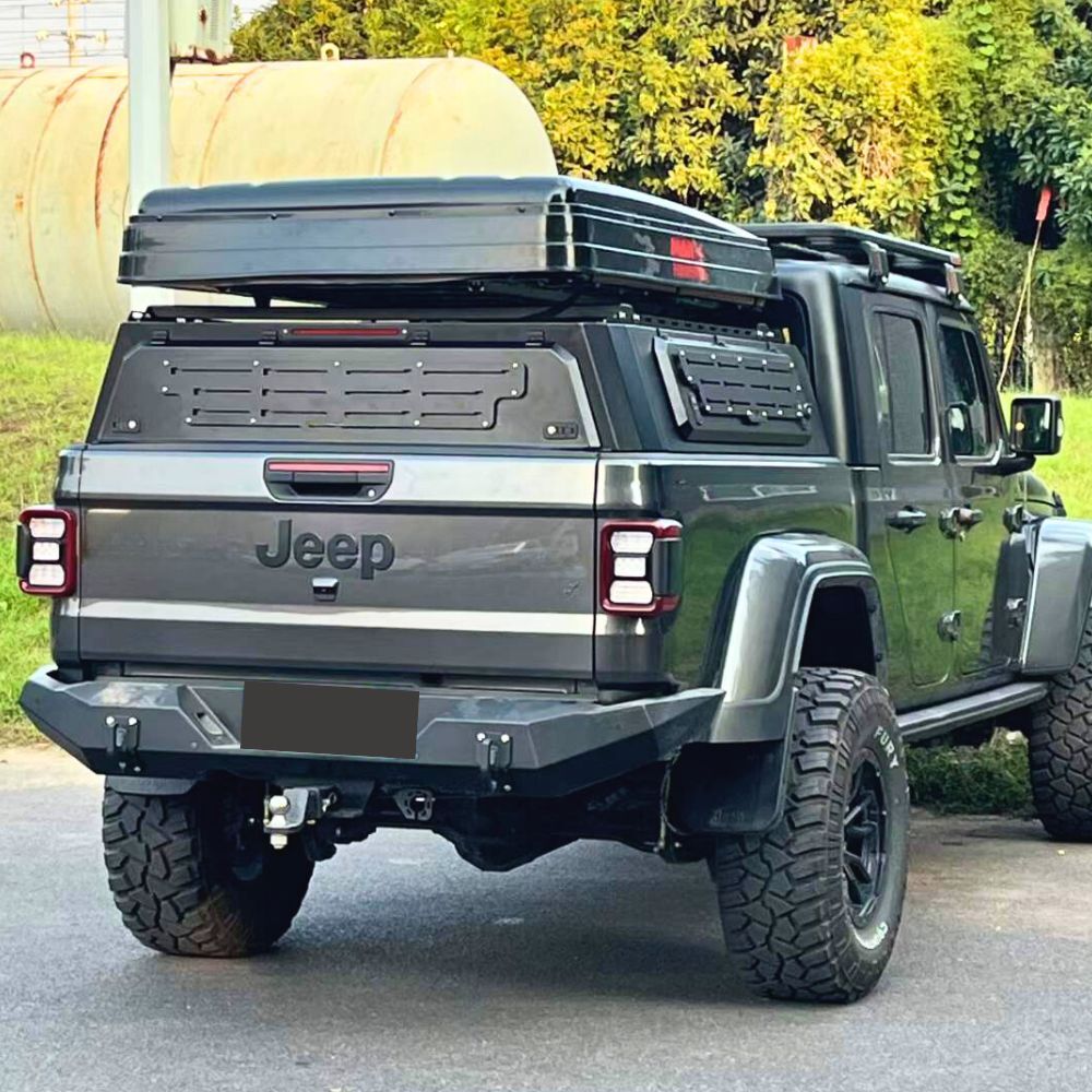 Short Heavy Duty Galvanised Steel Canopy fits JT Gladiator 2020 Onwards Tradie Black Low Rider Profile for Roof Rop Tents