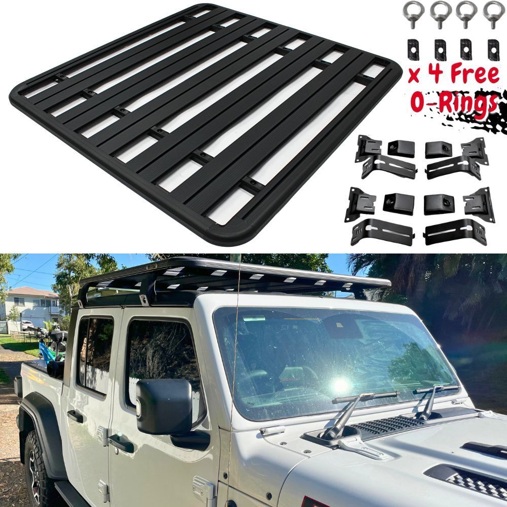 Cobra 4x4 Flat Aluminium Roof Rack 150 x 142cm Fits Jeep JT Gladiator 2019 Onwards Steel Brackets