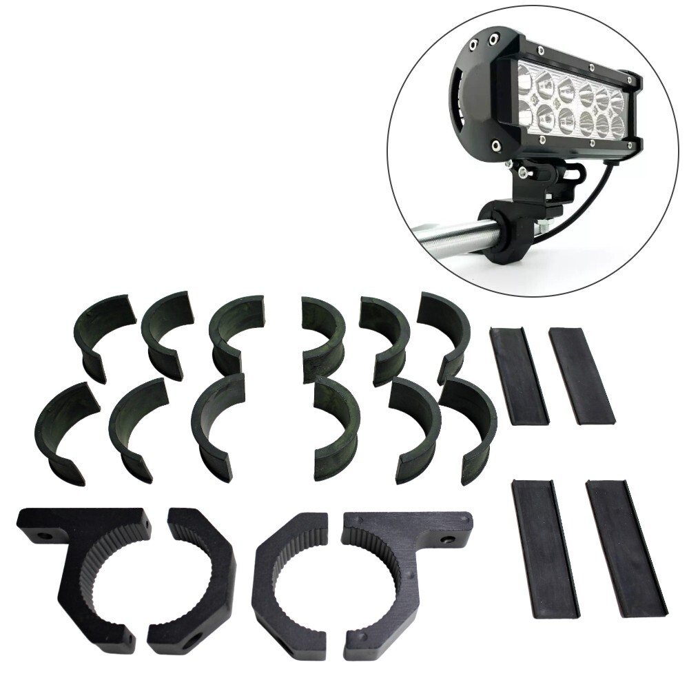 2PCS Universal Light Bar Mounting Brackets 55 - 68mm Bulllbar Tube Kit Work Lights Clamps