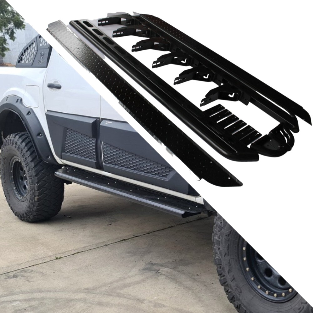 Heavy Duty Cobra 4x4 Rock Sliders + Brush bar fits Navara Np300 D23 D40 D22 Side Steps Black Steel